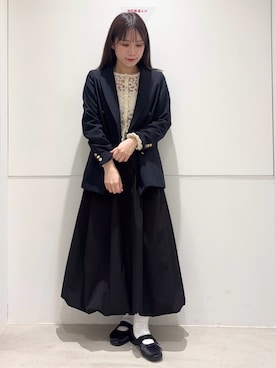 「URBAN RESEARCH（アーバンリサーチ）のダブルブレストブレザージャケット（その他アウター、ブルー系）」を使った、はつねさん（レディース・159cm）の春コーディネート