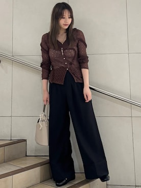 「SENSE OF PLACE by URBAN RESEARCH（センスオブプレイスバイアーバンリサーチ）の3タックスラックスワイドパンツ（その他パンツ）」を使った、はつねさん（レディース・159cm）の夏コーディネート