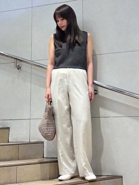 「アイテム（ローファー、グレー系）」を使った、はつねさん（レディース・159cm）の夏コーディネート