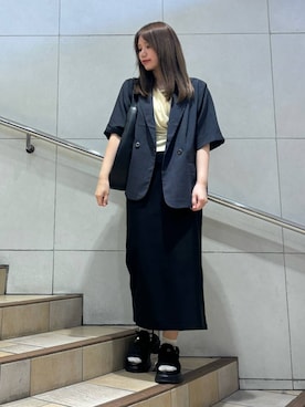 「お出掛けコーデ」｜「アイテム（ジャケット/アウター）」を使った、はつねさん（レディース・159cm）の春コーディネート