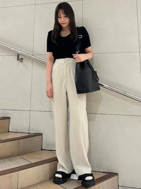 「URTECH」｜「アイテム（スラックス）」を使った、はつねさん（レディース・159cm）の夏コーディネート