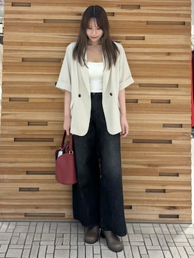 「SENSE OF PLACE by URBAN RESEARCH（センスオブプレイスバイアーバンリサーチ）のアイテム（テーラードジャケット）」を使った、はつねさん（レディース・159cm）の夏コーディネート