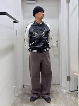 「秋のコーデ」｜「アイテム（ニットキャップ/ビーニー）」を使った、横南 丈さん（メンズ・175cm）の秋コーディネート