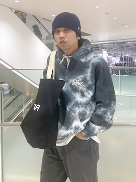 「SILAS（サイラス）のアイテム（帽子）」を使った、横南 丈さん（メンズ・175cm）の冬コーディネート