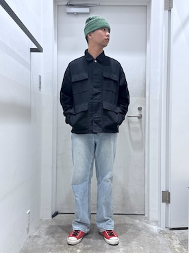 「アイテム（ニットキャップ/ビーニー）」を使った、横南 丈さん（メンズ・175cm）の秋コーディネート