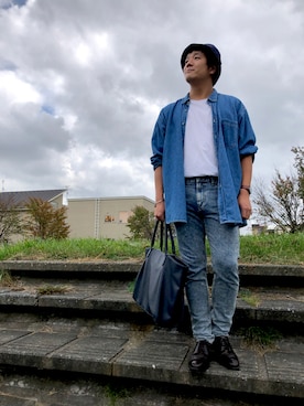 「デニム オン デニム」｜「アイテム（シューズ）」を使った、kokiさん（メンズ・175cm）の秋コーディネート