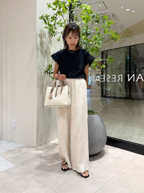 『Sサイズあり』『洗濯可』リネンレーヨンワイドパンツ