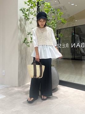「アイテム（キャスケット、ブラック系）」を使った、YUKI ♪ さん（レディース・160cm）の夏コーディネート