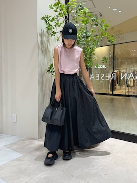 「アイテム（スカート、ブラック系）」を使った、YUKI ♪ さん（レディース・160cm）の夏コーディネート