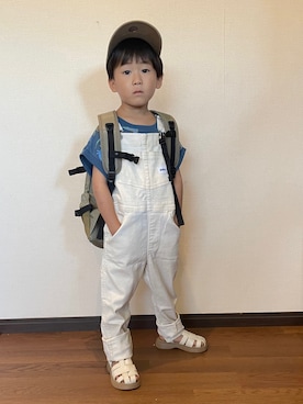 「EDWIN（エドウィン）のアイテム（オールインワン・サロペット）」を使った、むすこさん（キッズ・110cm）の夏コーディネート
