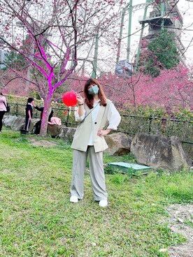 「Heather（ヘザー）のアイテム（ベスト）」を使った、Hanさん（レディース・158cm）の冬コーディネート