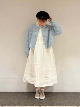 「TSUHARU by Samansa Mos2（ツハルバイサマンサモスモス）のアイテム（カーディガン/ボレロ）」を使った、Arisaさん（レディース・152cm）の冬コーディネート