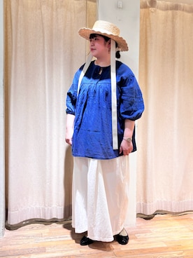 「レースブラウス」｜「アイテム（チュニック）」を使った、Arisaさん（レディース・152cm）の春コーディネート