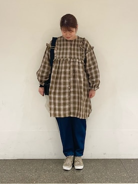 「アイテム（チュニック）」を使った、Arisaさん（レディース・152cm）の秋コーディネート