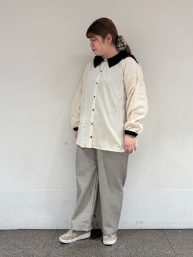 「Samansa Mos2（サマンサ モスモス）の配色前後2WAYブラウス（シャツ/ブラウス）」を使った、Arisaさん（レディース・152cm）の冬コーディネート