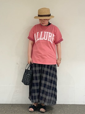 「Samansa Mos2 blue（サマンサモスモスブルー）のアイテム（シャツワンピース）」を使った、Arisaさん（レディース・152cm）の夏コーディネート