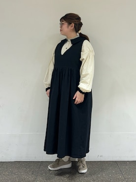 「Samansa Mos2（サマンサ モスモス）の配色前後2WAYブラウス（シャツ/ブラウス）」を使った、Arisaさん（レディース・152cm）の冬コーディネート