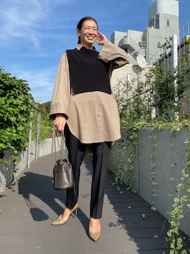 「アイテム（ネックウォーマー/スヌード）」を使った、moemi27さん（レディース・158cm）の秋コーディネート