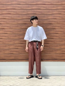 「Hender Scheme（エンダースキーマ）のアイテム（財布/小物）」を使った、まひろさん（メンズ・174cm）の夏コーディネート