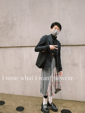 「SUNSPEL（サンスペル）のアイテム」を使った、布団の中は無重力さん（メンズ・171cm）の秋コーディネート