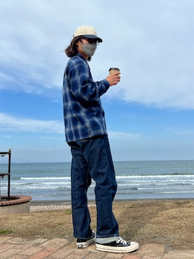 「アイテム（キャップ、ホワイト系）」を使った、Nukkayさん（メンズ・168cm）の春コーディネート