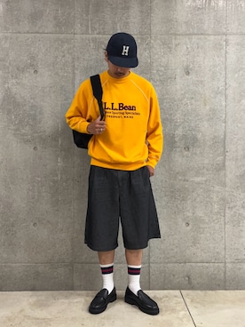 「アイテム（モカシン/デッキシューズ）」を使った、ハヤシさん（メンズ・183cm）の秋コーディネート