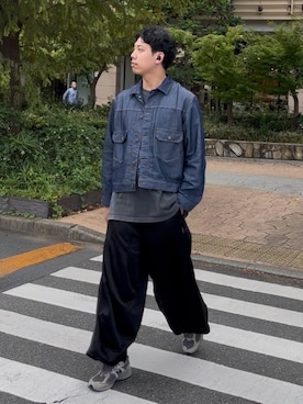 「GLOSTER（グロスター）のアイテム」を使った、ハヤシさん（メンズ・183cm）の秋コーディネート