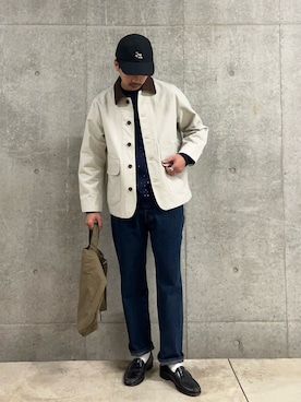 「halo commodity（ハロ　コモディティー）のアイテム（帽子）」を使った、ハヤシさん（メンズ・183cm）の春コーディネート