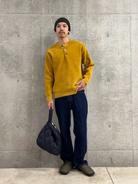 「アイテム（エコバッグ/サブバッグ）」を使った、ハヤシさん（メンズ・183cm）の秋コーディネート