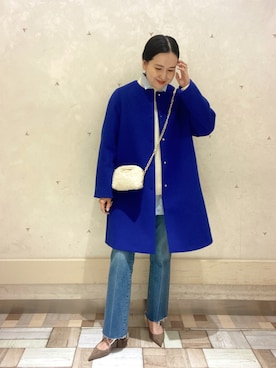 「NOLLEY’S Sophi（ノーリーズソフィ）のアイテム（ノーカラーコート）」を使った、nol takamiyaさん（レディース・161cm）の秋コーディネート