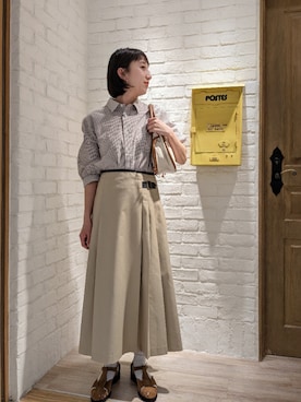 「GEVACO」｜「アイテム（スカート）」を使った、もっちゃんさん（レディース・160cm）の春コーディネート