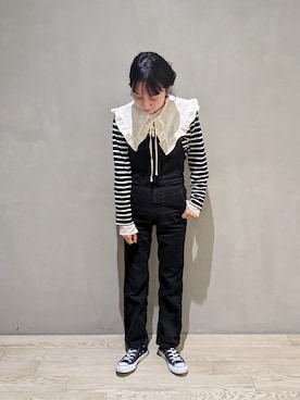 「GU（ジーユー）のアイテム（サロペット/オーバーオール）」を使った、もっちゃんさん（レディース・160cm）の冬コーディネート