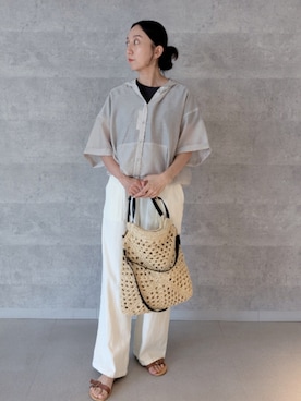 「ママファッション」｜「アイテム（ブルゾン）」を使った、もっちゃんさん（レディース・160cm）の夏コーディネート