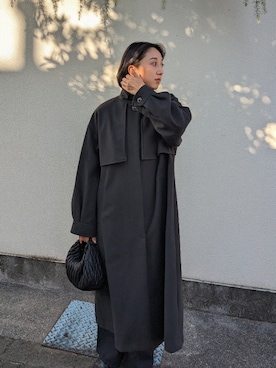 「ママファッション」｜「アイテム（ステンカラーコート）」を使った、もっちゃんさん（レディース・160cm）の冬コーディネート