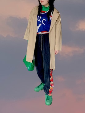 「VINTAGE（ヴィンテージ）のアイテム（タンクトップ）」を使った、yuuaさん（レディース・160cm）の冬コーディネート