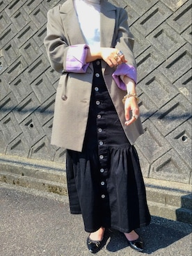「Seemi. byNICECLAUP（ シーミーバイナイスクラップ）のアイテム（テーラードジャケット）」を使った、milaさん（レディース・155cm）の秋コーディネート