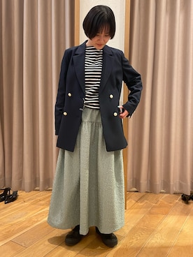 「fredy emue（フレディエミュ）のダブルブレストジャケット（テーラードジャケット）」を使った、Motohashiさん（レディース・153cm）の冬コーディネート