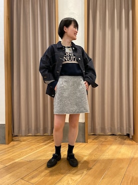 「Aラインスカート」｜「アイテム（ジャケット/アウター）」を使った、Motohashiさん（レディース・153cm）の春コーディネート