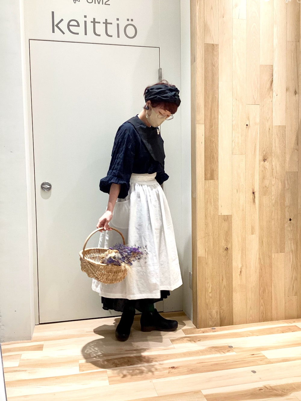 「サマンサ モスモス(Samansa Mos2)、SM2、SM2 keittio イオンモールとなみ、meguri_megutte、魔女の宅急便」｜「meguri  megutteのアイテム（スカート、ホワイト系）」を使った、keittioとなみさん（レディース・167cm）の冬コーディネートの1枚目の写真