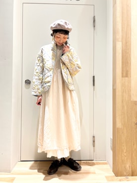 「サマンサモスモス」｜「アイテム（ノーカラージャケット）」を使った、keittioとなみさん（レディース・167cm）の冬コーディネート