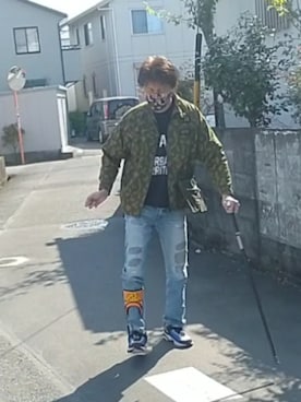 「A BATHING APE（アベイシングエイプ）のアイテム（ナイロンジャケット）」を使った、under5100さん（メンズ・181cm）の春コーディネート