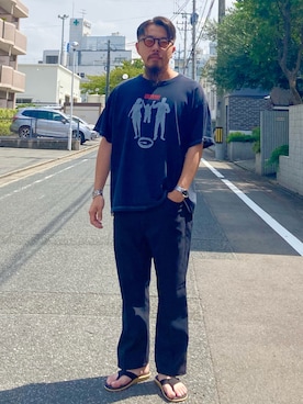 「ISLAND SLIPPER（アイランドスリッパ）のアイテム」を使った、えんどうさん（メンズ・165cm）の秋コーディネート