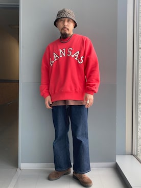 「Lee（リー）のアイテム（スウェット）」を使った、えんどうさん（メンズ・165cm）の冬コーディネート