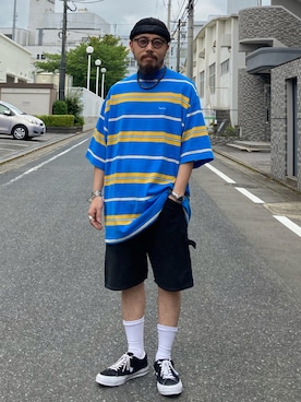 「EU,US CONVERSE（イーユーユーエスコンバース）のアイテム」を使った、えんどうさん（メンズ・165cm）の夏コーディネート