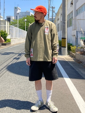 「アイテム（スニーカー、その他）」を使った、えんどうさん（メンズ・165cm）の夏コーディネート