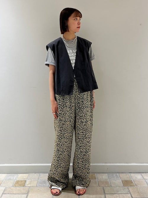 シップス（SHIPS）/SHIPS Primary Navy Label:〈手洗い可能〉レオパードドロスト パンツ セール】SHIPS Primary Navy Label:〈手洗い可能〉レオパードドロスト