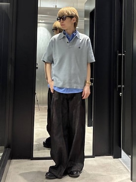 「HARE（ハレ）の【SET UP対応 接触冷感 イージーケア】TOROMIシシュウシャツSS(HARE)（シャツ/ブラウス、ブルー系）」を使った、てんまさん（メンズ・178cm）の夏コーディネート