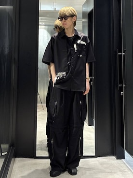 「HARE（ハレ）のハイソールレースアップミュール(HARE)（サンダル、ブラック系）」を使った、てんまさん（メンズ・178cm）の夏コーディネート