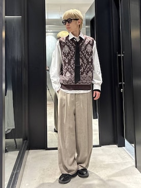 「HARE（ハレ）のアイテム（スラックス）」を使った、てんまさん（メンズ・178cm）の春コーディネート