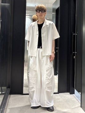 「HARE（ハレ）の【SET UP対応】マルチレイヤーカーゴパンツ(HARE)（カーゴパンツ、ブラック系）」を使った、てんまさん（メンズ・178cm）の夏コーディネート